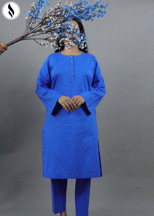 NZSC-1511 Stiched 2 Piece Dark BlueCo Ord Set Cotton